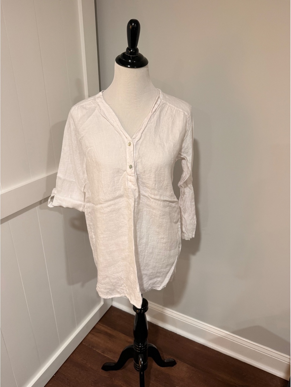 Rosemarine Women's White 100% Linen Button-Up Shirt Size S